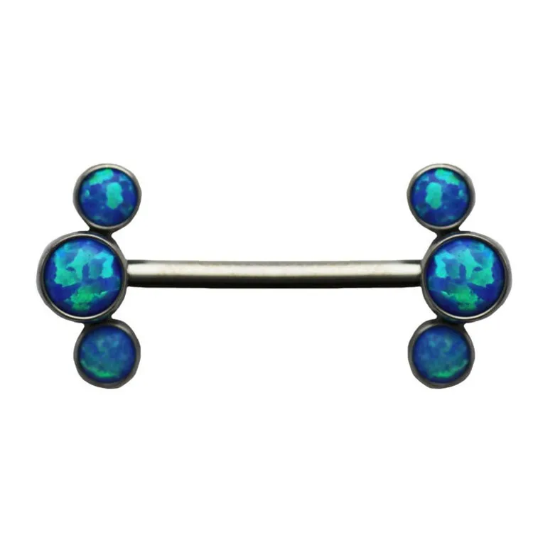 Personalized 3 Opal Cluster Bezel Set G23 Titanium Sexy Nipple Ring