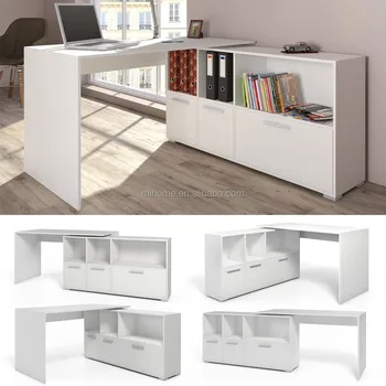 Nieuw White Wooden Computer Desk Corner Desk Wrap-around Desk OS-17