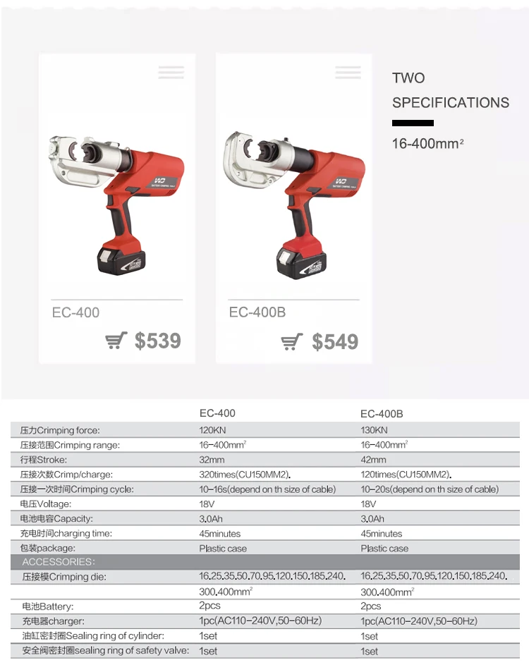 cordless battery crimping tool