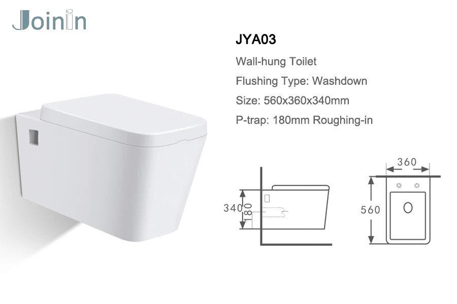 JOININ India newmodel chaozhou Sanitary Ware Water Closet Ceramic round Wall Hung Toilet JYA03