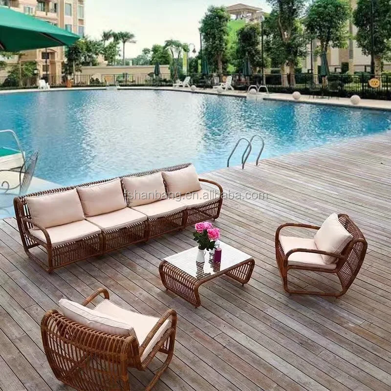 Unique Outdoor Garden Furniture Rattan Coffee table set For Coffee Shop