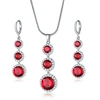 Women Party 2 Pieces Ruby Earrings Necklaces Bridal Jewelry Set
