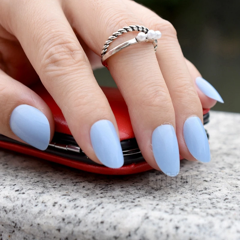 24pcs Candy Full Nail Tips Pure Sky Blue Short Cover Acrylic Fake Nails Easy Diy Manicure Accessories 545x Buy Wholesale False Nails Fingernails Adult Artificial Fake Nails Product On Alibaba Com