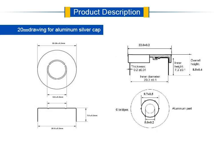 20mm tear off aluminum flip off caps for glass bottles