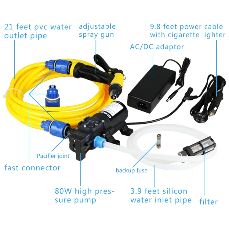 12v 80w High Pressure Dc Electric Car Wash Pump/ Home Cleaning Water