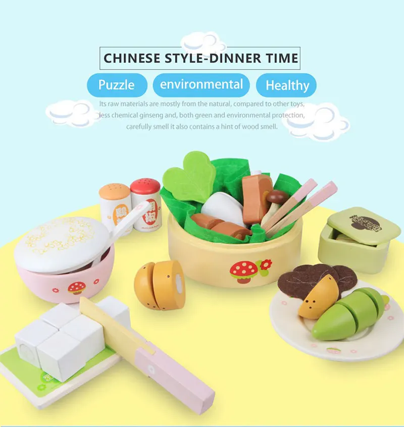 wooden toy dinner set