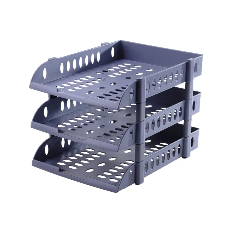
US-3033 Folding Office File Tray 3 Layers Plastic Letter Organizer Desktop Paper Sorter 