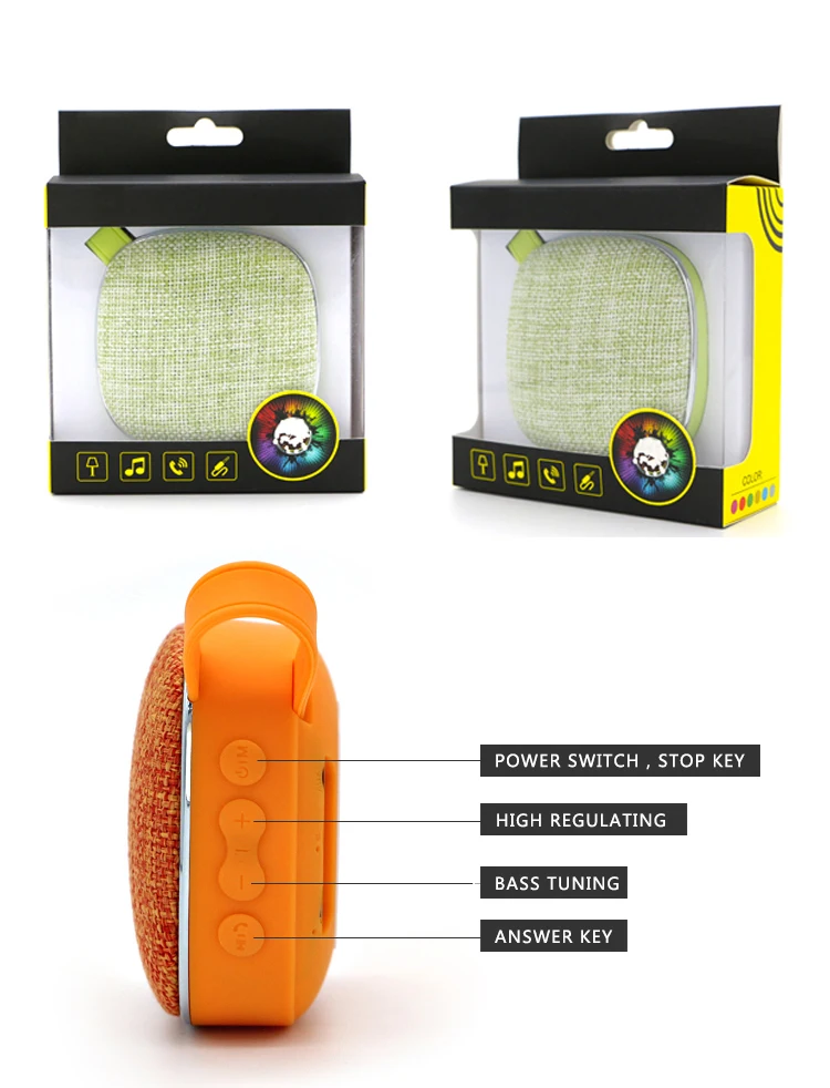 2017 high sound quality intelligent fabric wireless USB tiny bluetooth 2.1 portable speaker box with FM TF card radio