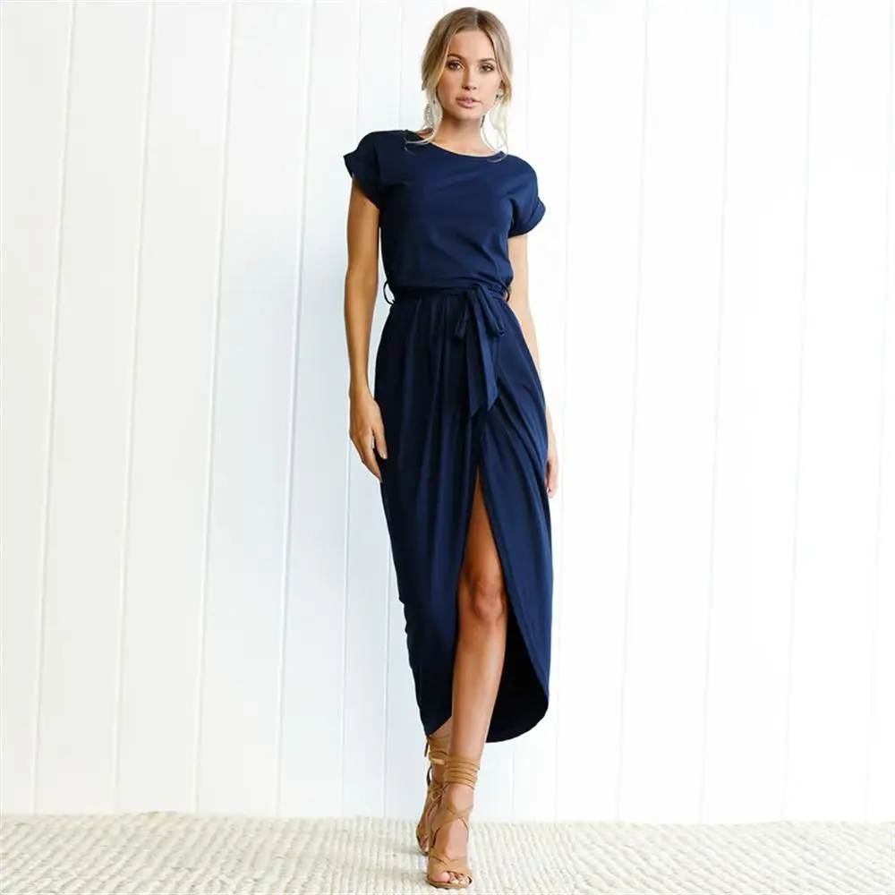 Womens Ladies Cap Sleeve Midi Dress Bodycon Summer Maxi Midi Dress Plus Size