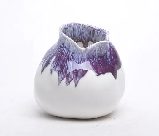 Pretty Irregular Shape Flat Bottom Home Decor Ceramic Purple Fancy