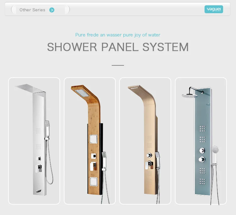 Bathroom stainless steel rainfall showerhead massage thermostatic smart shower panel