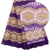 Purple Embroidered Mesh Tulle Lace With Stones African Lace Fabric High Class African French Net Lace Fabric For Wedding 1503