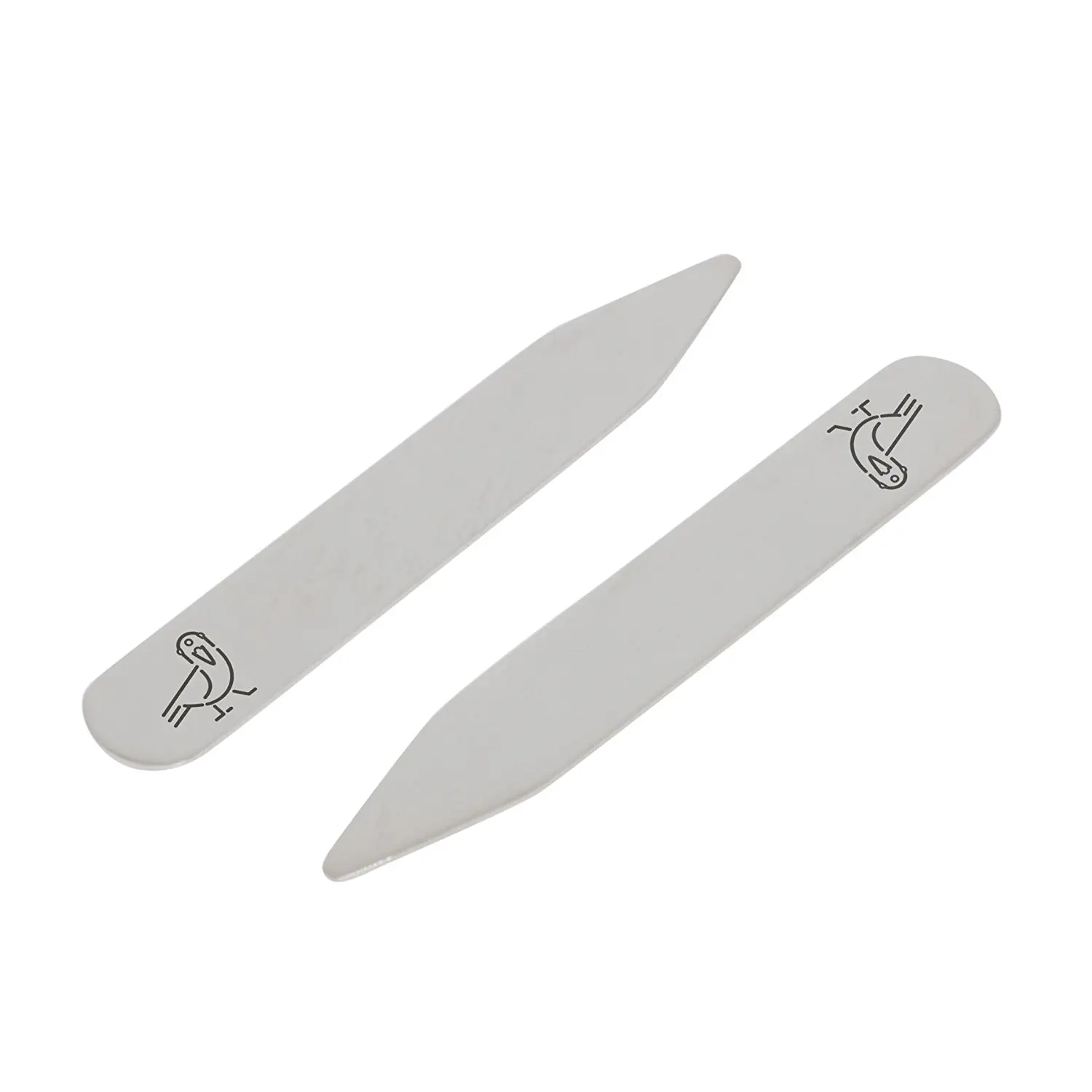 MODERN GOODS SHOP Stainless Steel Collar Stays With Laser Engraved Death Design Made In USA 2.5 Inch Metal Collar Stiffeners