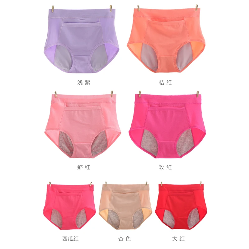 Womens Leakproof Cotton Sanitary Period Panties Waterproof Menstrual Underwear With A Pocket