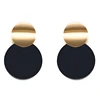 New Unique Black Korea Popular Big Gold Statement Metal Drop Earrings