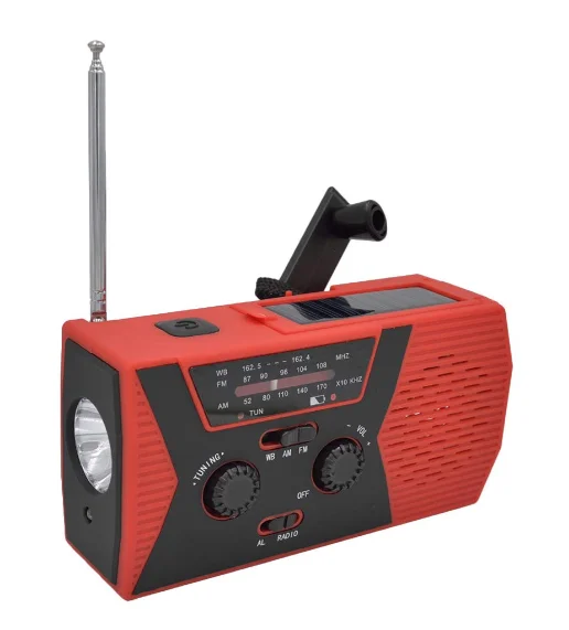 Solar Crank AM FM NOAA Weather Radio with 2000/1200mah Power Bank, Flashlight & Reading Lamp