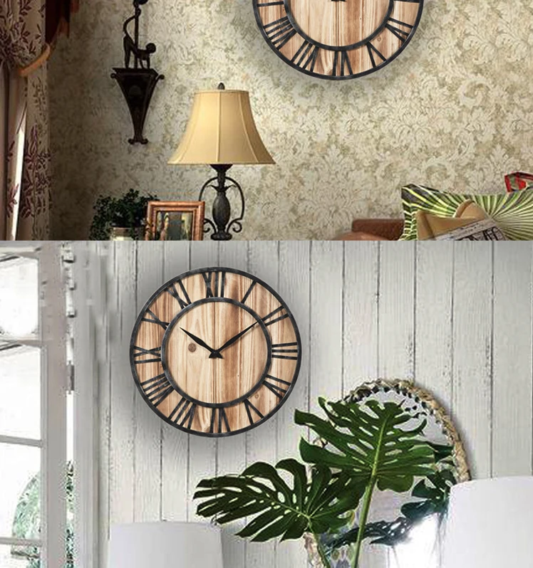 De La Casa De 23 Pulgadas Silencioso Reloj Retro Reloj De Pared De