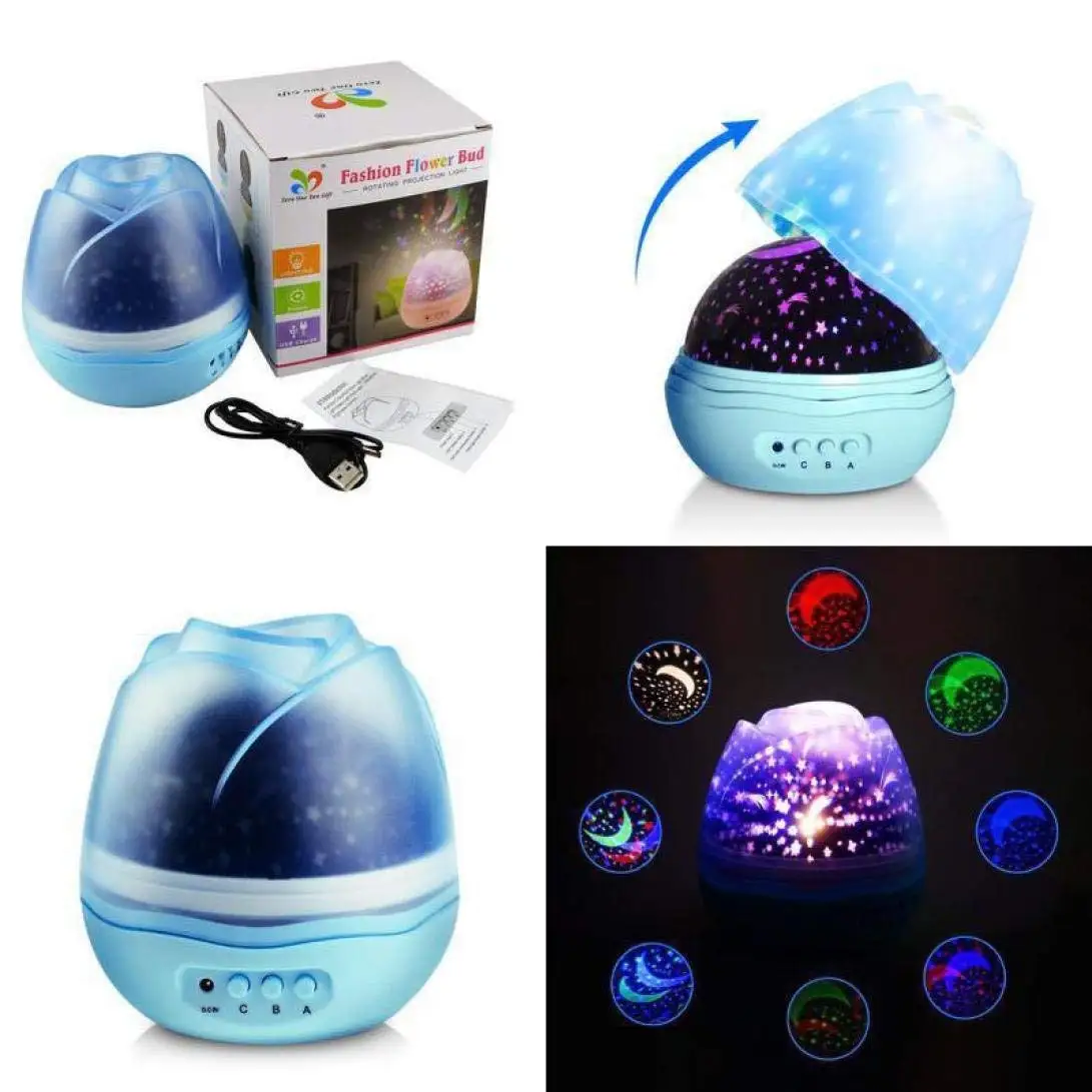 YARRAE 2018 Multicolor Projector Night Light Rotating Starry LED Projection Moon Star Lamp manufacture in shenzhen