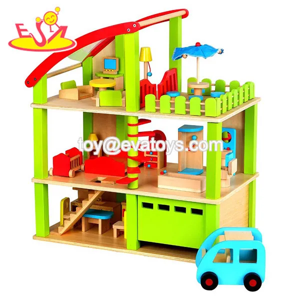 Wholesale Best Selling Brown Diy Assemble Wooden Toy House For Kids