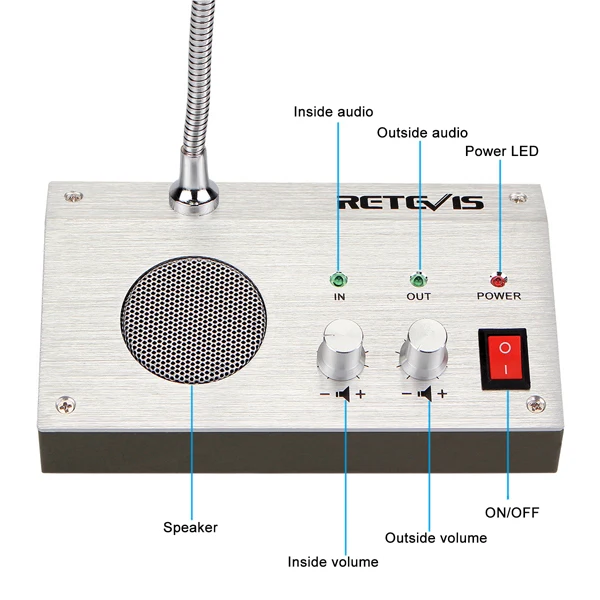 Details about   Retevis RT9908 Window Intercom 3w System Dual-Way Microphone Speaker System 10x 