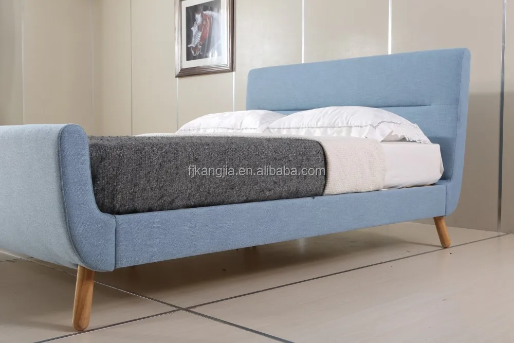 Blue Comfortable Double Bed Frame Modern Style Fabric Bed - Buy Modern