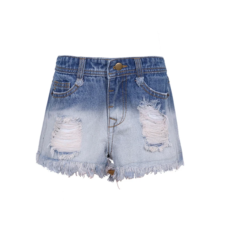 
Girls None-Stretch destruction jeans shorts,Girls None-stretch Frayed Hem Jeans Shorts 