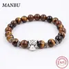 mens silver bracelet lava beads 12053