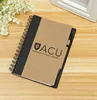 Customized Recycled Notebook With Pen Spiral Brown Kraft Cover Journal Note Book With Logo