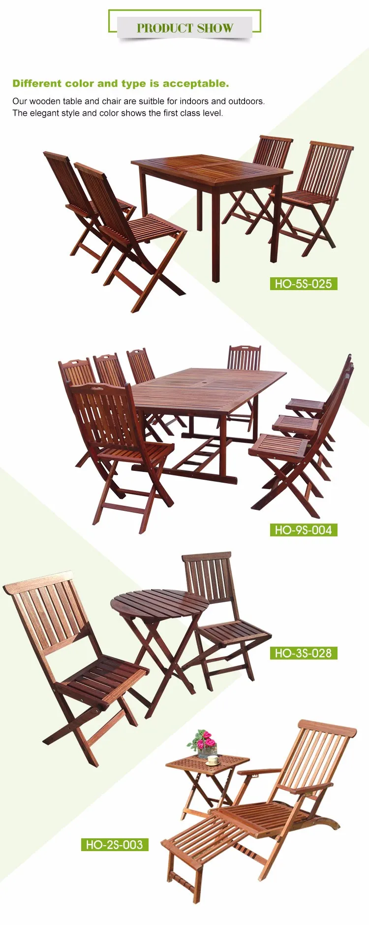 Comfortable eco friendly folding garden wood table