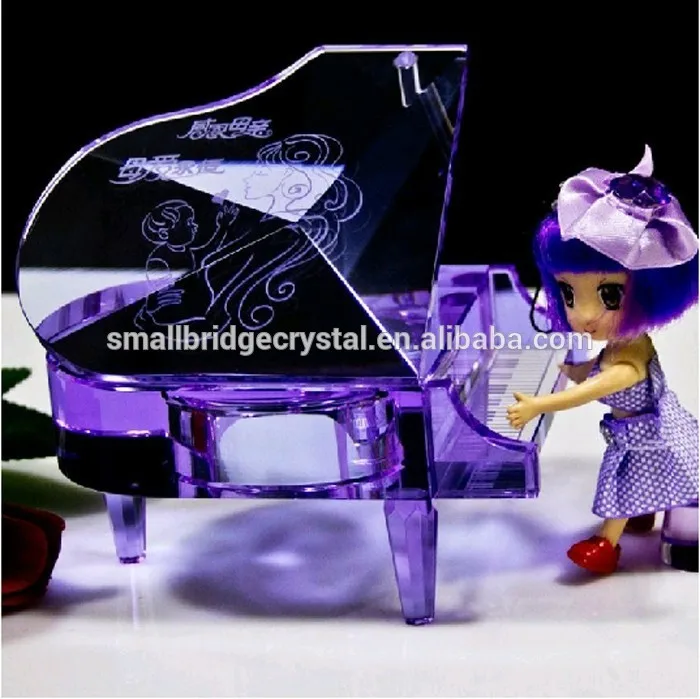 Wholesale customize piano music box musical instruments crystal piano for happy birthday wedding souvenir details