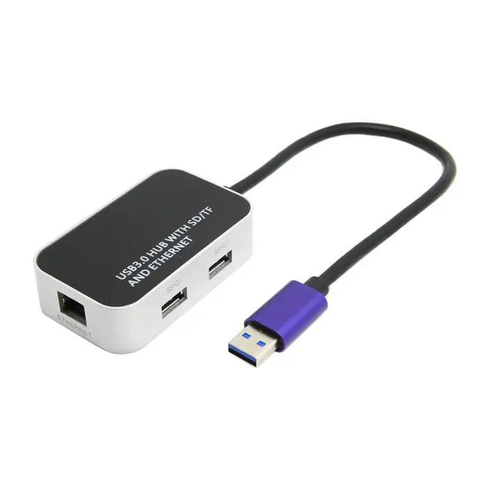 Super Speed 5Gbps USB 3 0 Dual 2 port Hub With SD TF Card Reader 1000M