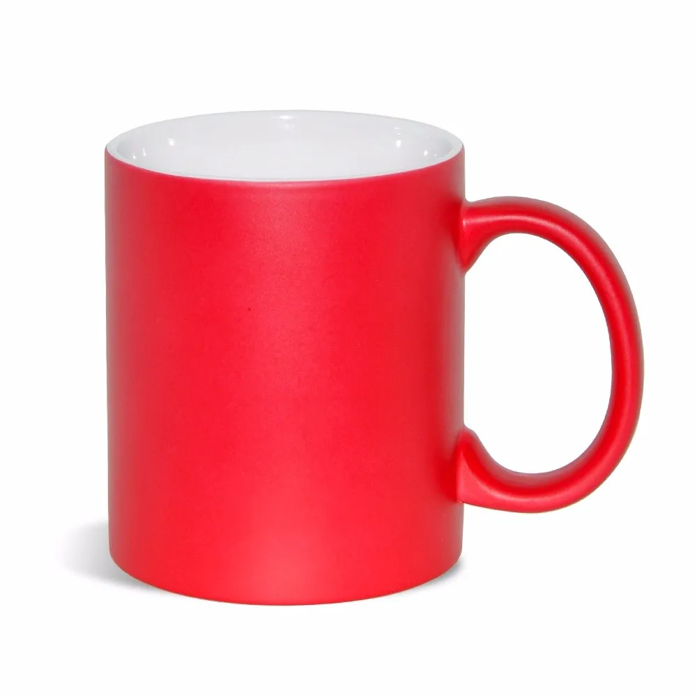 Freesub Top Grade Cups 11oz Handle Solid Color Inside Coffee Mugs For
