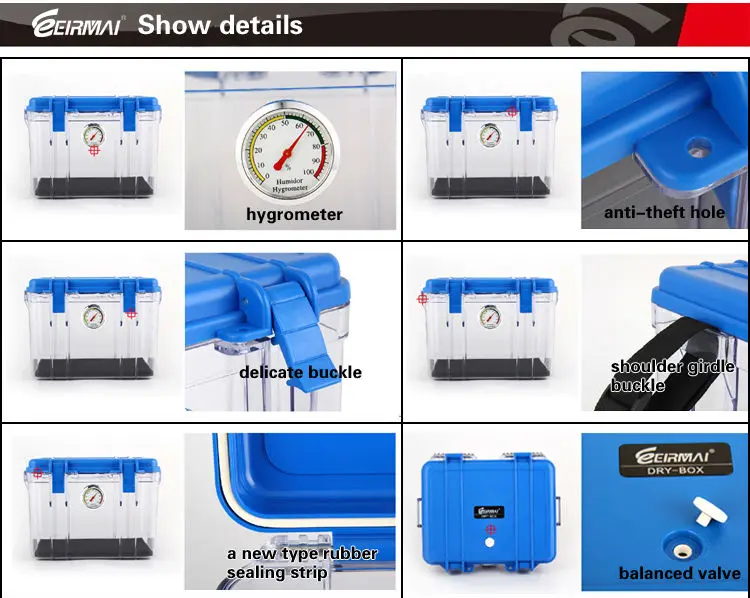 Portable Dry Box For Camera With A Hygrometer And Electronic Moisture