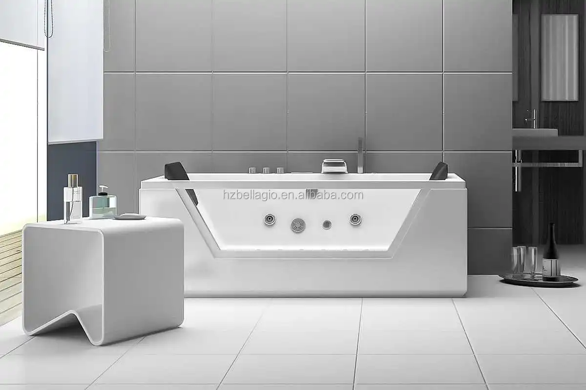 2 Person Bathtub,Hydromassage Bathtub With Jets And Led Lighting,Luxury