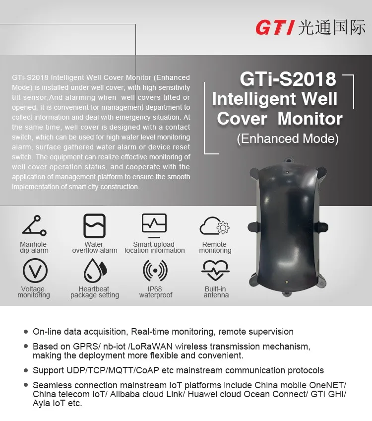 Enhanced Tilt Intelligent Well Cover Sensor Enhanced Mode Manhole Cover Monitoring - ANKUX.COM
