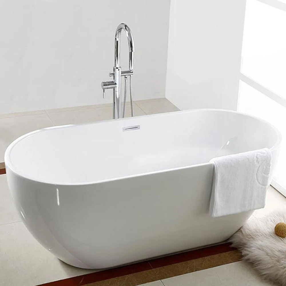 Oval shaped modern design standalone solid surface bathtub acrylic freestanding bath tub