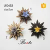 Factory wholesale unique angular fabric flower center custom wooden flower brooch with clutch pin for suit wedding decoration