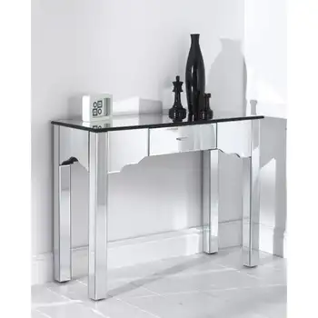 Romano Venetian One Drawer Wooden Frame Mirrored Glass Console