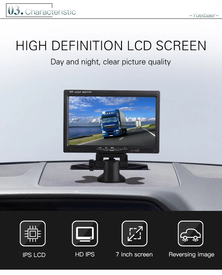 Bus Truck 7 Inch Reverse Backup Monitor System Night Vision LED Camera