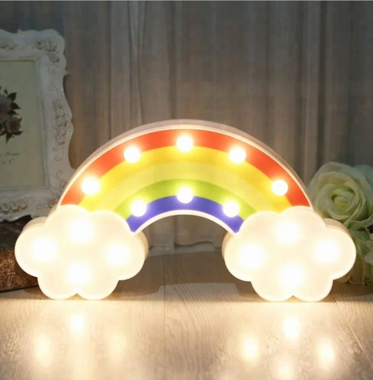 LED Rainbow Shaped Marquee Light Unique Table LED Lamp Love Baby Night Light Best For Room Party Home Decoration