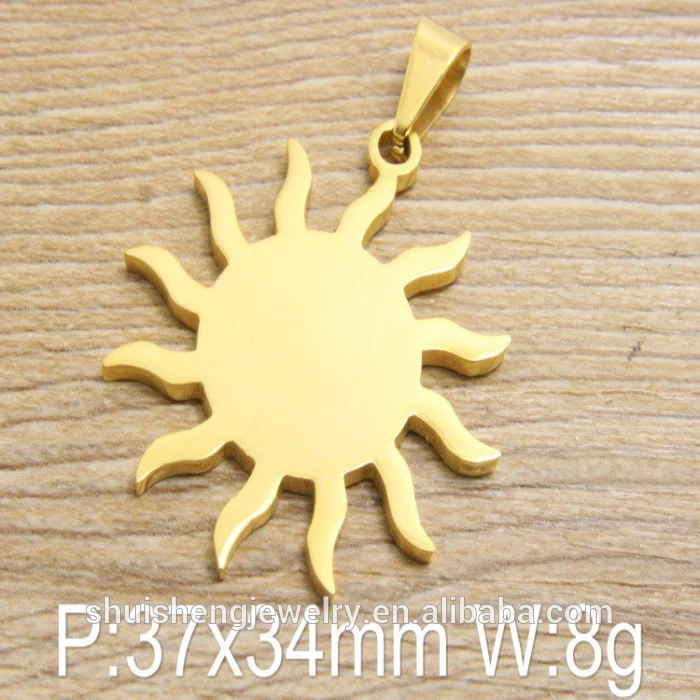 New Design Fashion Jewelry Classic Stainless Steel Gold Sun Pendant