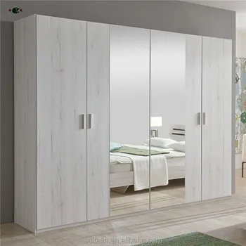 Euro Styl White Color Melamine Mdf Wooden Wardrobe With Mirror