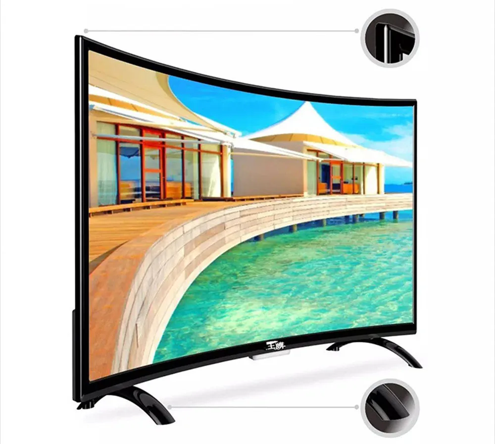 guangzhou oem 65" big screen 4k smart uhd curved tv