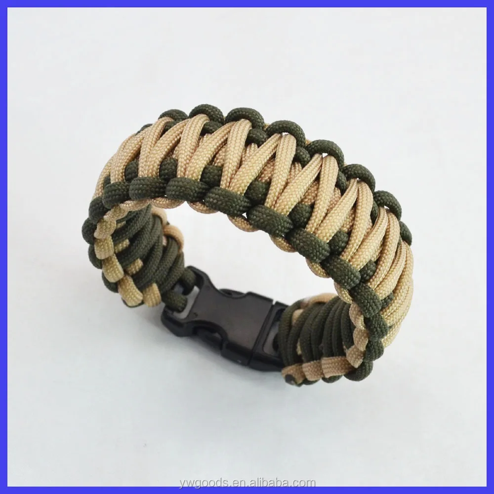 Adjustable Steel Shackle Parachute Cord Survival Bracelet With