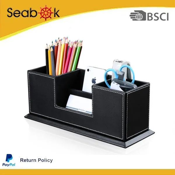 Multifunctional Double Pen Holder,Fancy,High Grade Leather Storage