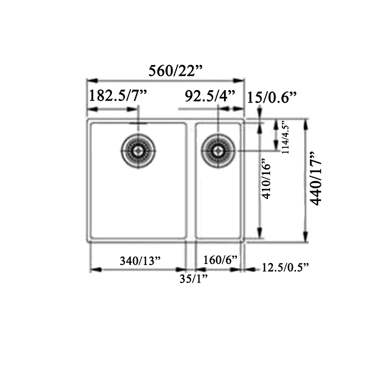 Easy Cleaning Commercial Price Kitchen Double Quartz Restaurant Sink