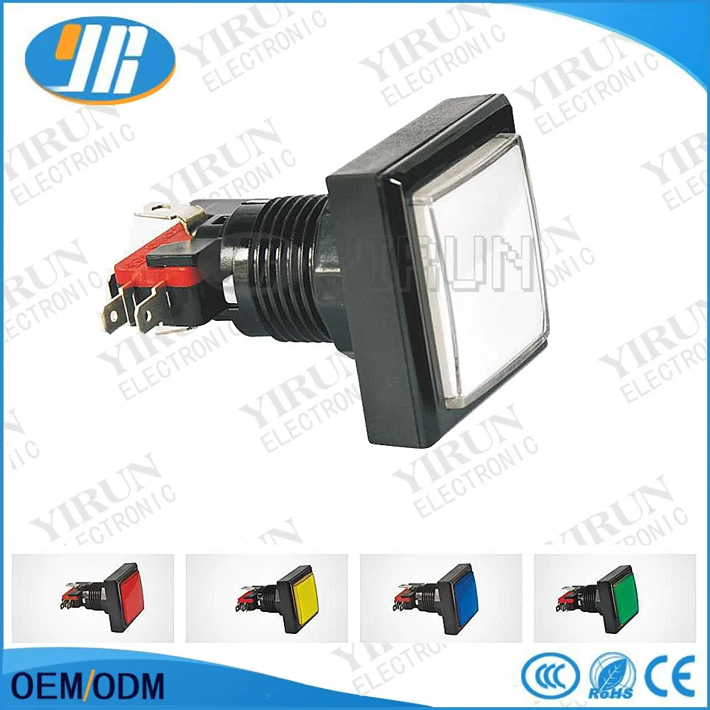 44mm Square Led Push Button Switch Arcade Game Machine Push Button Illuminated Switches 12volt