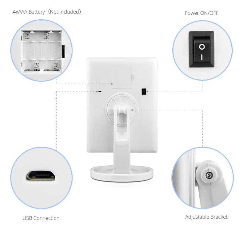 22 LED Light Touch Screen Light Control 3 Folding Magnifying Mirrors Desktop Rechargeable Make-up Make up Mirror Lamp for Makeup