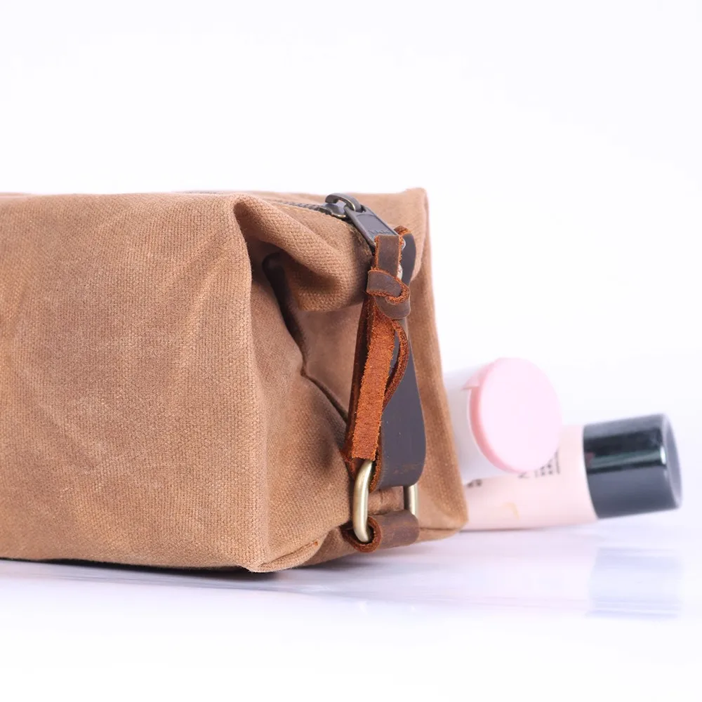 Changrong Custom Waterproof Waxed Canvas Toiletry Bag Dopp Kit For Men