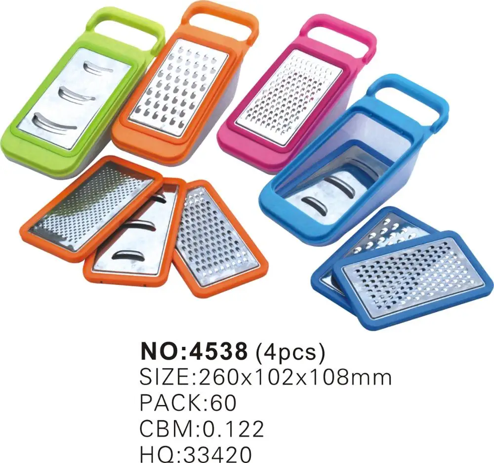 stainless steel plastic multi function cheese bread vegetable grater set cheese bread slicer grater with container and lid